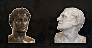 Bustos de Seleucus I 'Nicator' e Lysimachus, dois dos reis helenísticos mais poderosos.